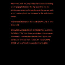 Load image into Gallery viewer, ENHYPEN - WORLD TOUR MANIFESTO in SEOUL (DIGITAL CODE)