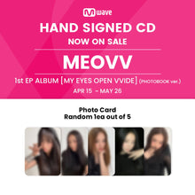 Load image into Gallery viewer, MEOVV 1st EP Album 'MY EYES OPEN VVIDE' (Photobook Ver.) - Mwave Signed by All Members