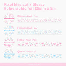 Load image into Gallery viewer, Shocking Pink Rose Kiss Cut Sticker Tape - Bubble Heart Pixel