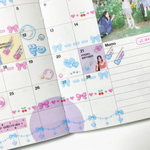 Load image into Gallery viewer, Shocking Pink Rose Kiss Cut Sticker Tape - Bubble Heart Pixel