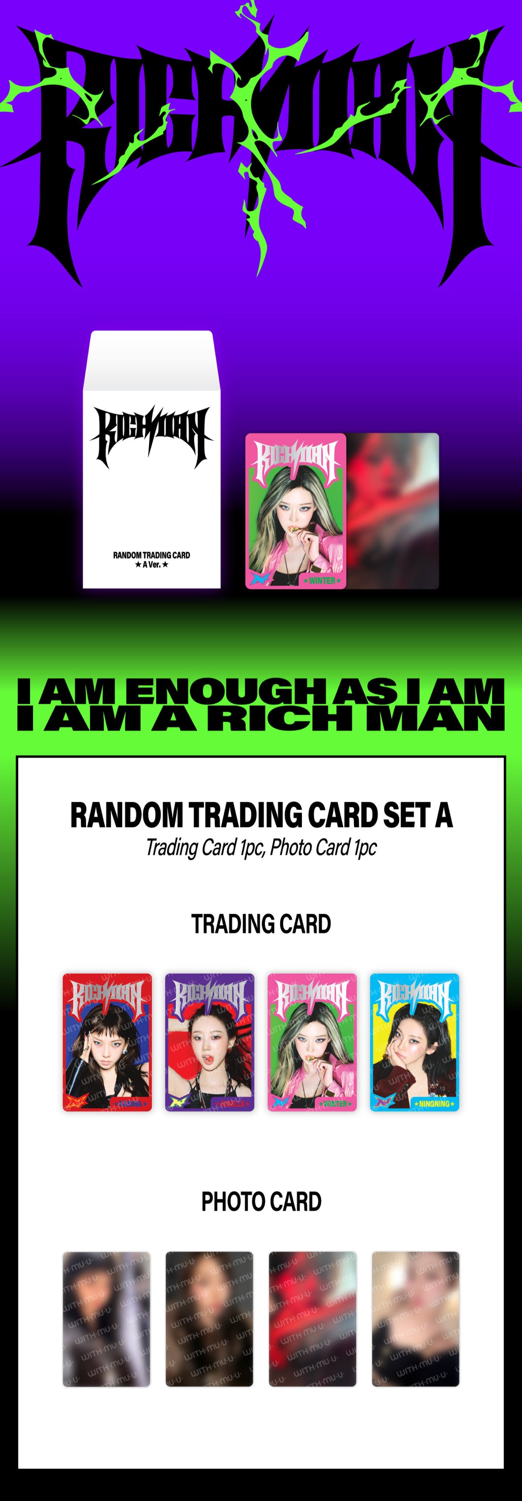 [PREORDER] aespa WEEK 'Rich Man' Official MD - Random Trading Card Set