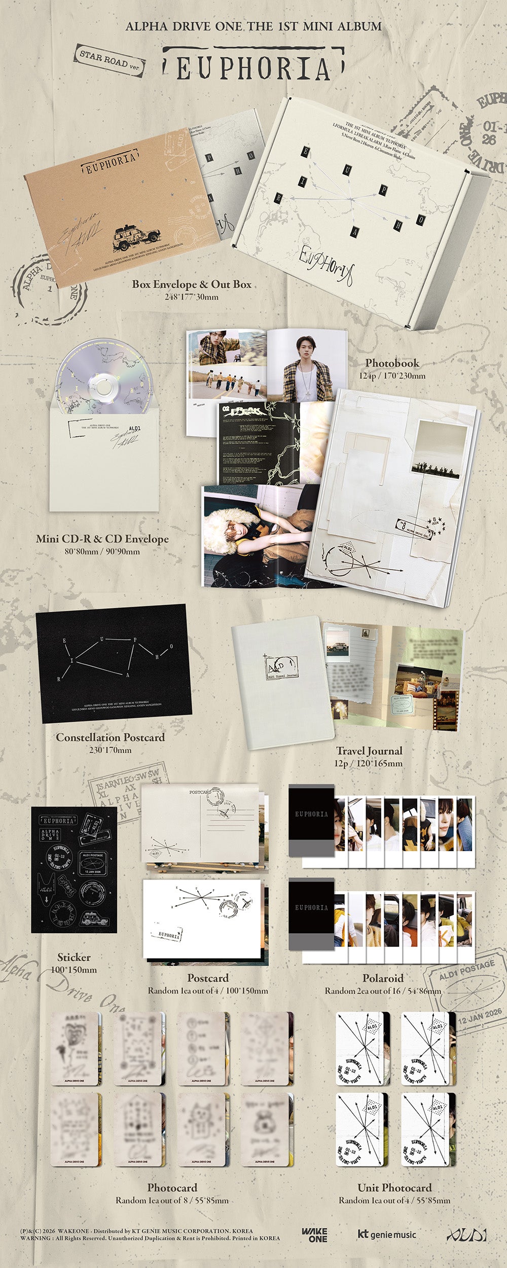 ALPHA DRIVE ONE 1st Mini Album 'EUPHORIA' (STAR ROAD Ver.) – K-POP