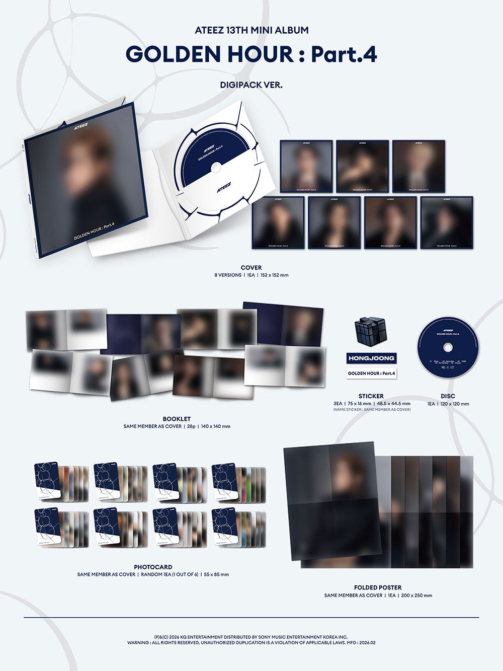ATEEZ 13th Mini Album 'GOLDEN HOUR : Part.4' (Digipack Ver.) – K