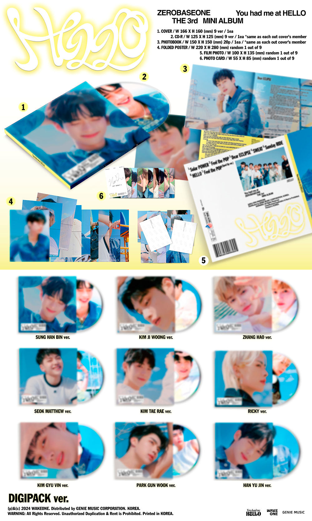 ZEROBASEONE 3rd Mini Album 'You had me at HELLO' (Digipack Ver