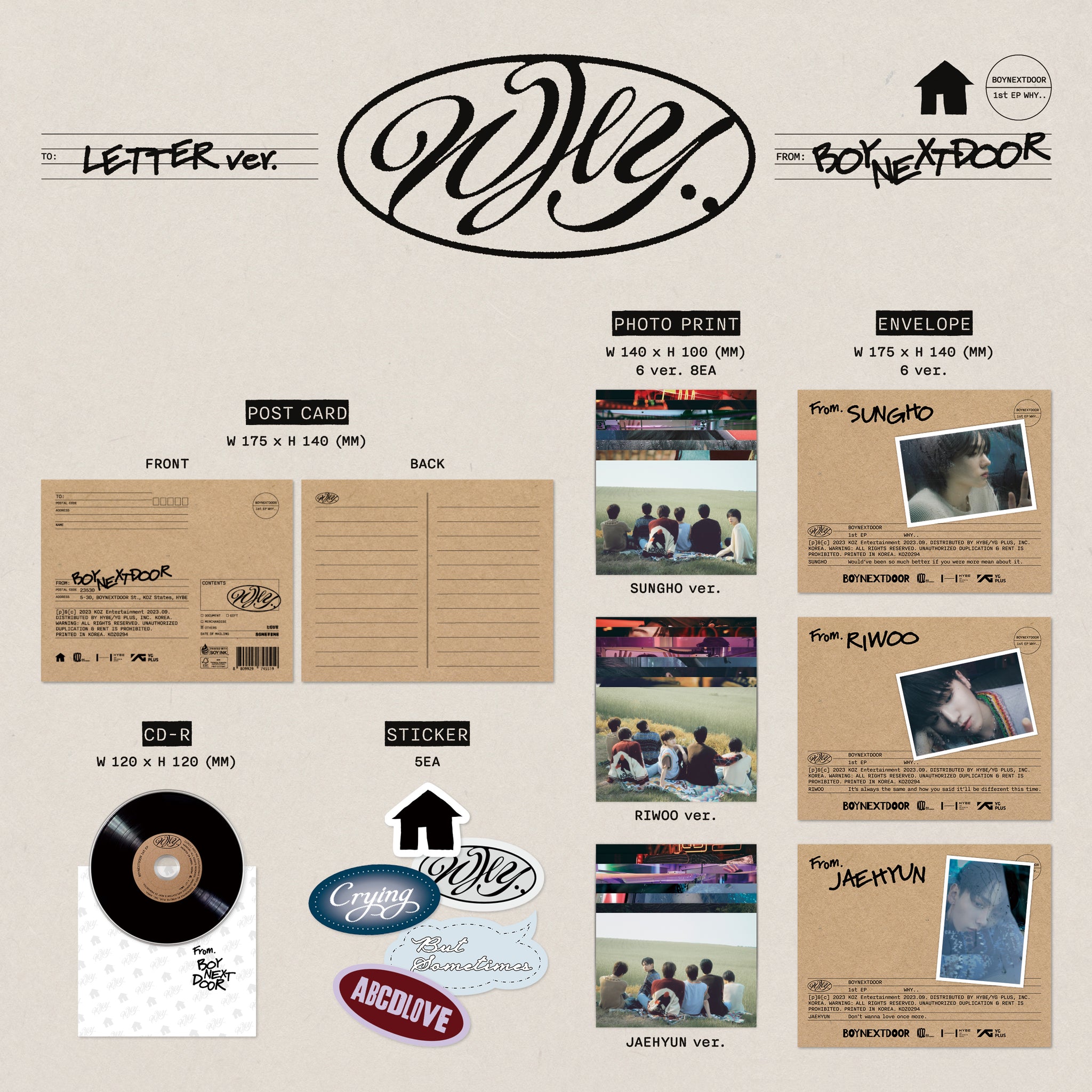 BOYNEXTDOOR 1st Mini Album 'WHY..' (LETTER Ver.) – K-POP BAZAAR