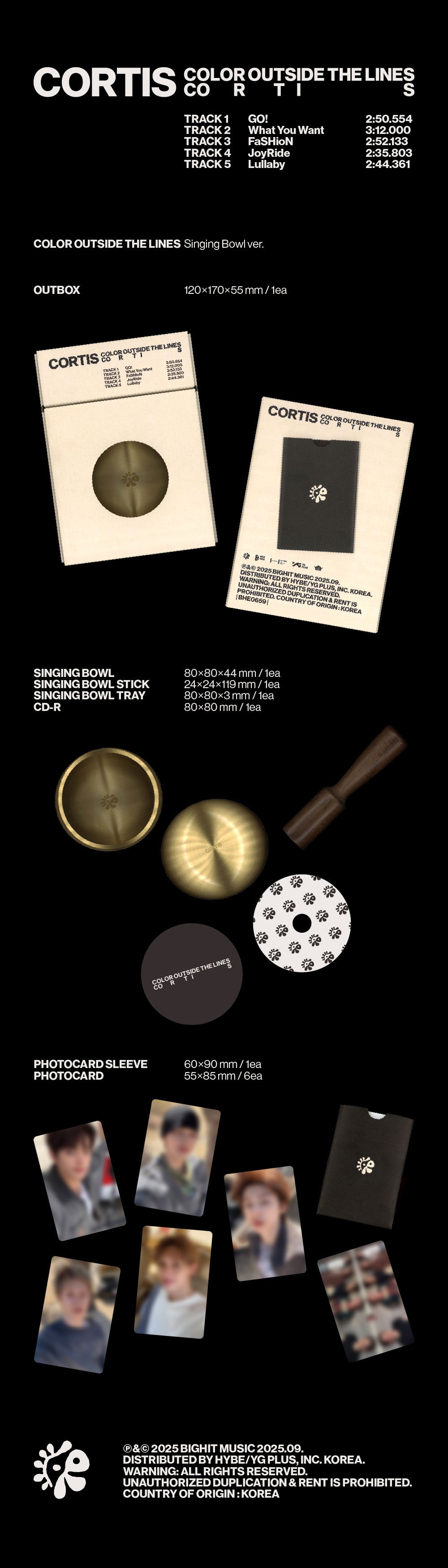 CORTIS アルバム　Singing Bowl ver. トレカなし CORTIS 1st Mini Album 'COLOR OUTSIDE THE LINES' (Singing