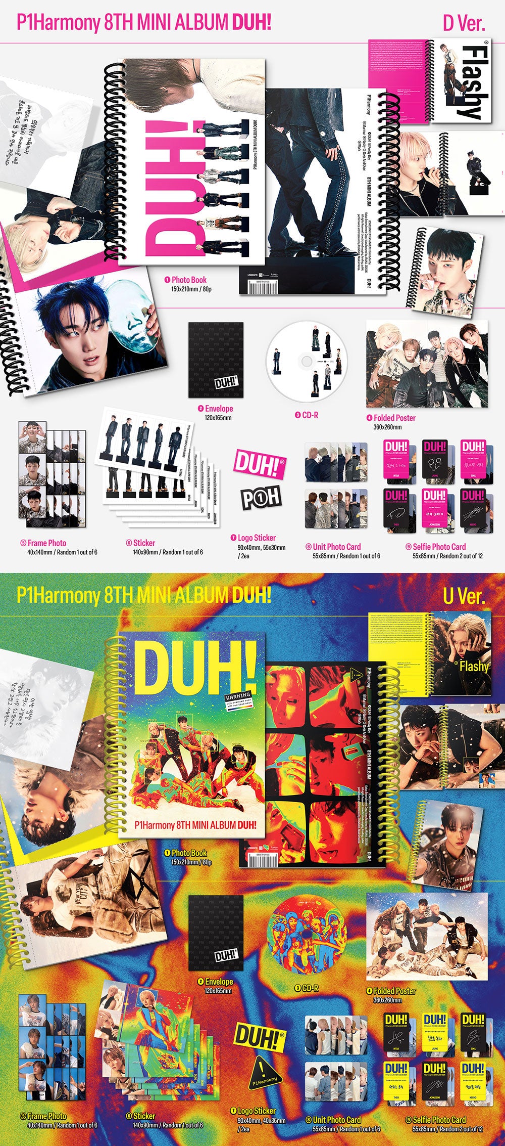 P1Harmony 8th Mini Album 'DUH!' - Mwave Signed by All Members – K