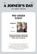 Load image into Gallery viewer, [PREORDER] TAEMIN 2026 Season&#39;s Greetings &#39;A JOINER’S DAY&#39;
