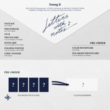 Load image into Gallery viewer, Young K (DAY6) - &#39;Letters with notes&#39; (Digipack Ver.)
