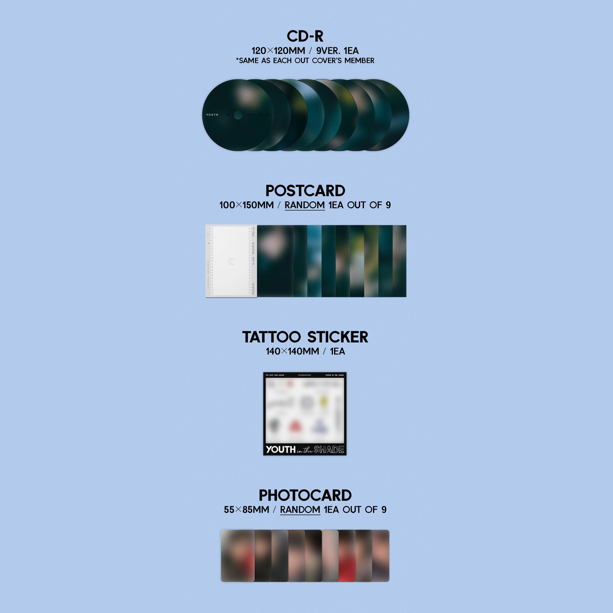 ZEROBASEONE ゼベワン デジパック DIGIPACK YOUTH IN Youth In The Shade: 1st Mini Album (Digipack Ver.)(ランダム