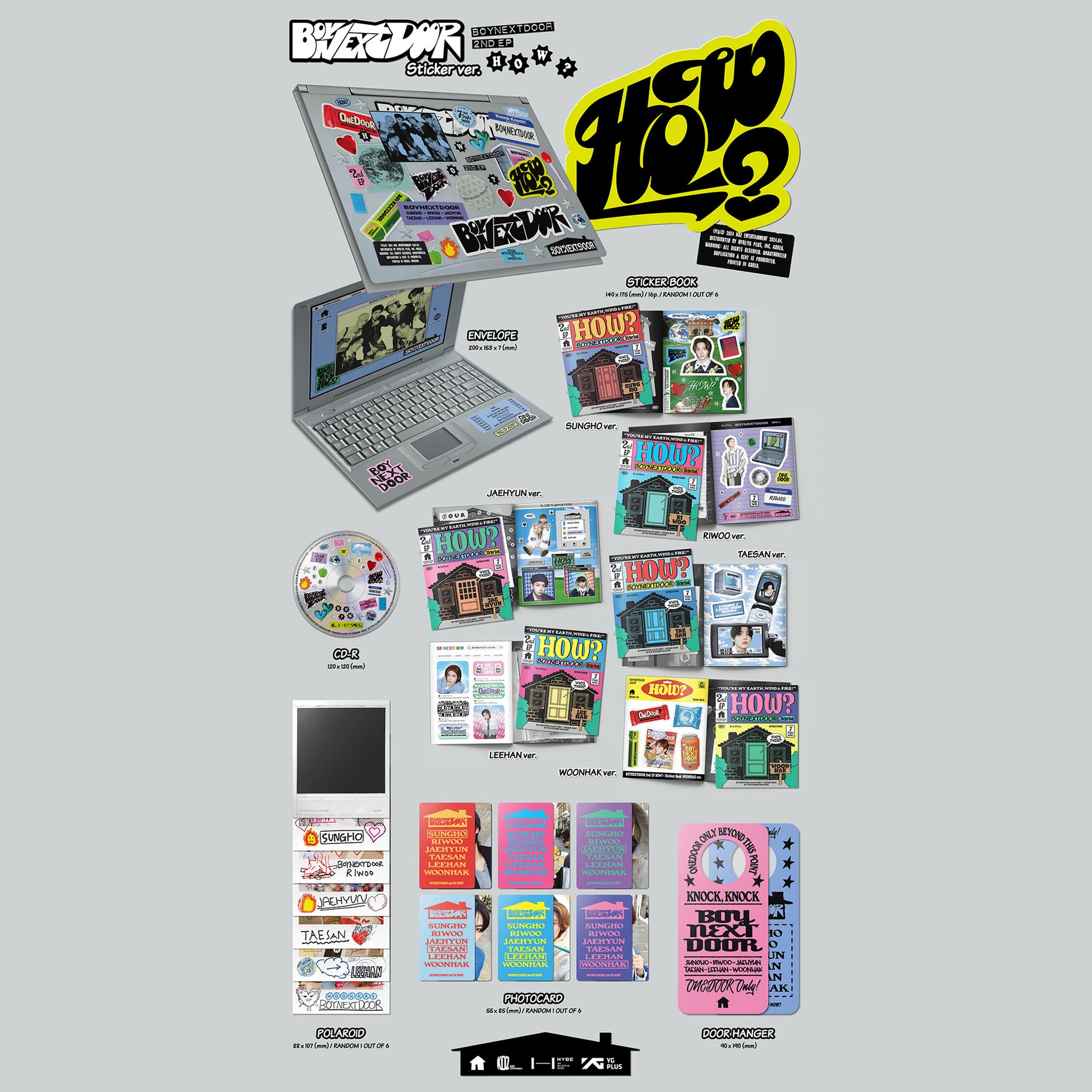 新品未開封　BOYNEXTDOOR HOW Sticker ver. コンパクト BOYNEXTDOOR - 2nd EP [HOW?] (Sticker Ver.) Sticker Book + CD