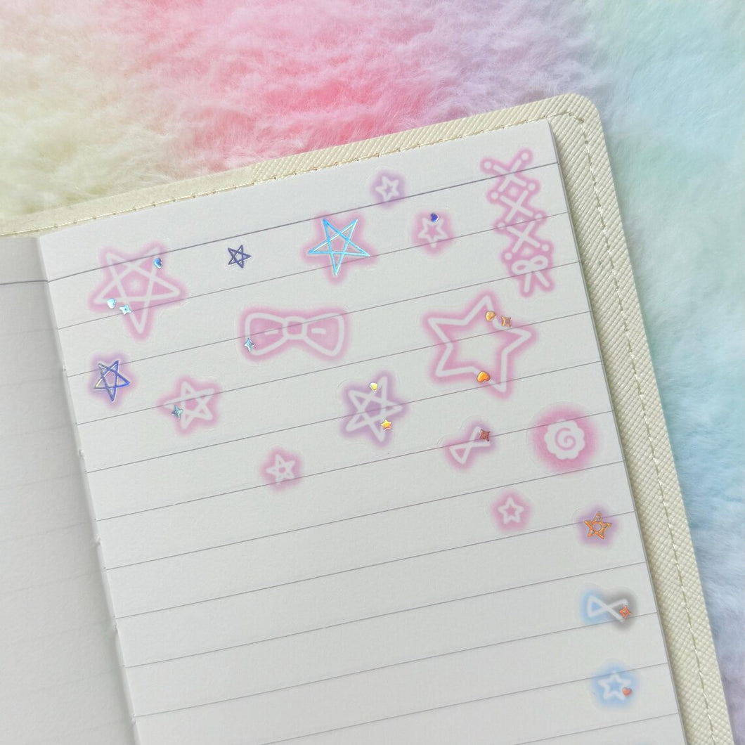 Shocking Pink Rose Sticker - Purikura Star Kiss Cut Tape