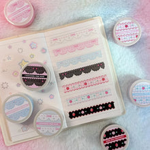 Load image into Gallery viewer, Shocking Pink Rose Washi Tape - Pixel Lace Trim
