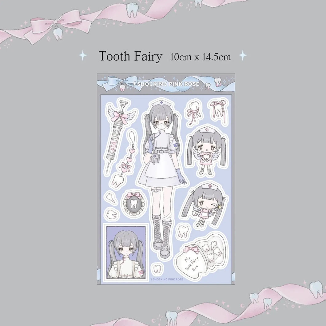 Shocking Pink Rose Sticker - Tooth Fairy